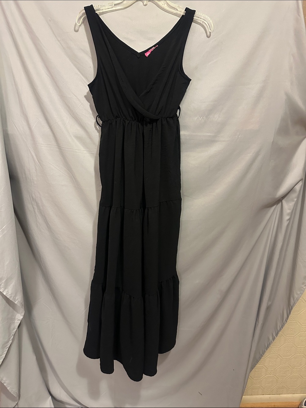 Source Unknown Black Tiered Maxi Dress - Sleeveless V-Neck